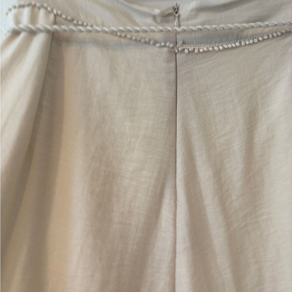 Zara Ivory Cream Cottagecore Lagenlook Embroidered Rope Tie Zip Maxi Skirt XL - Picture 12 of 14
